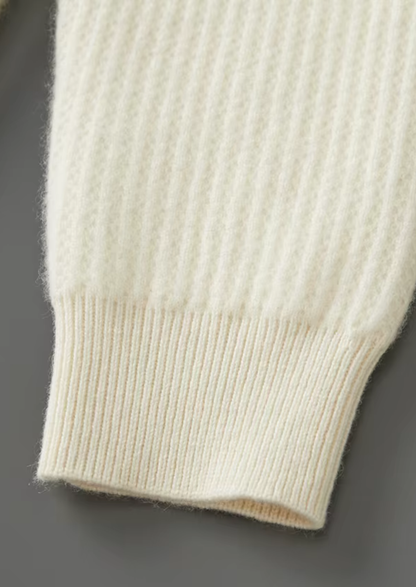 PURE EXTRA-FINE MERINO WOOL RIBBED ZIPPER HOODIE