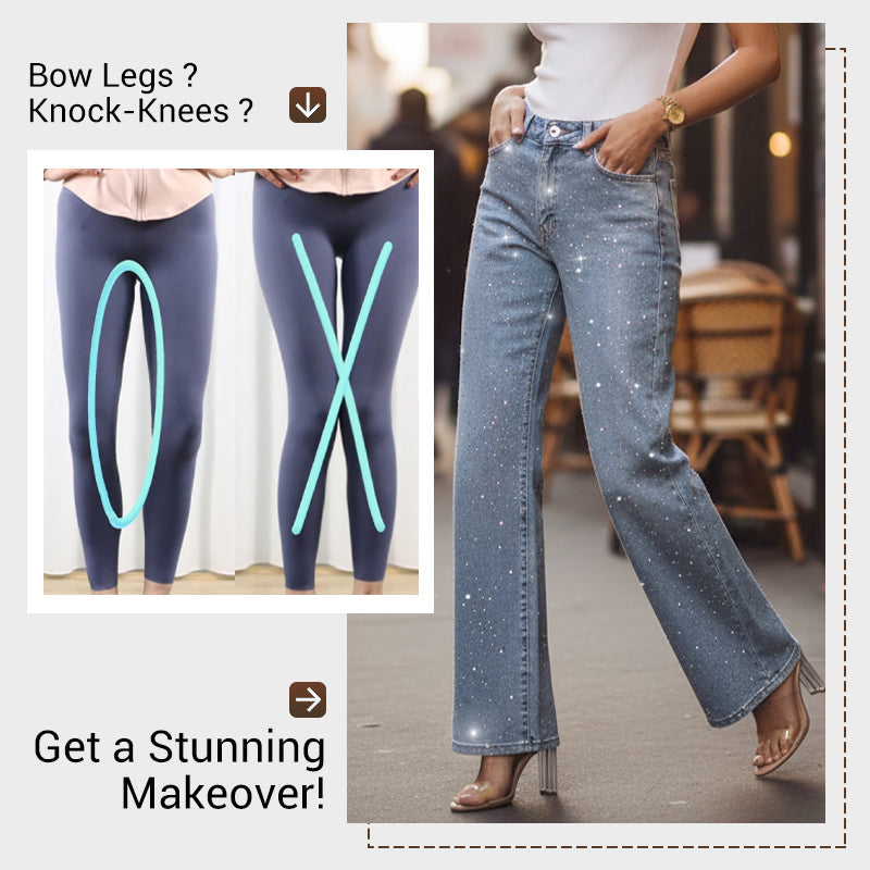🔥Straight Leg Jeans With Rhinestones