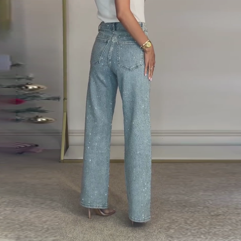 🔥Straight Leg Jeans With Rhinestones